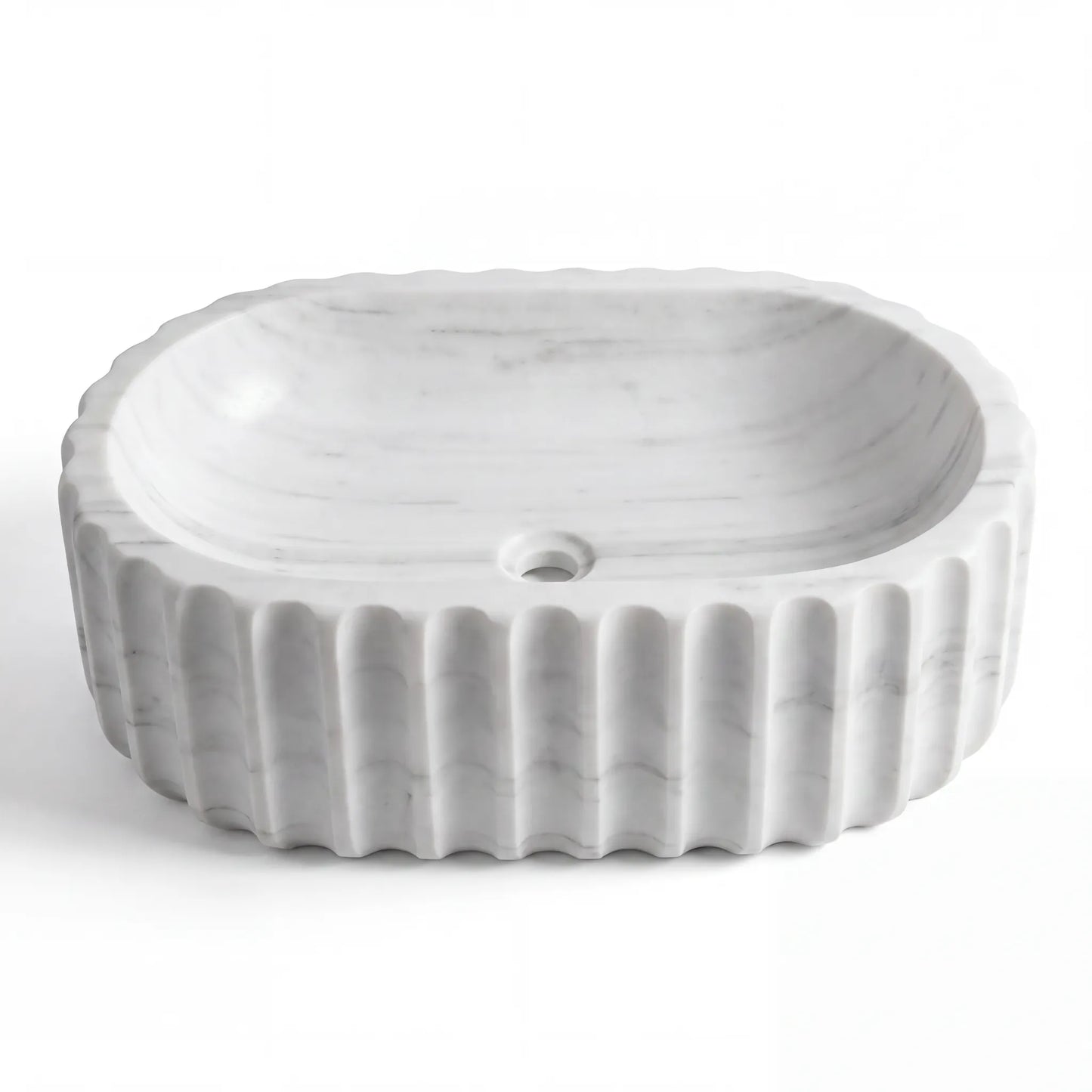 RMD-053  Rectangle Carrara White Vessel Sink Basin