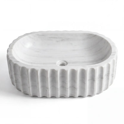 RMD-053  Rectangle Carrara White Vessel Sink Basin