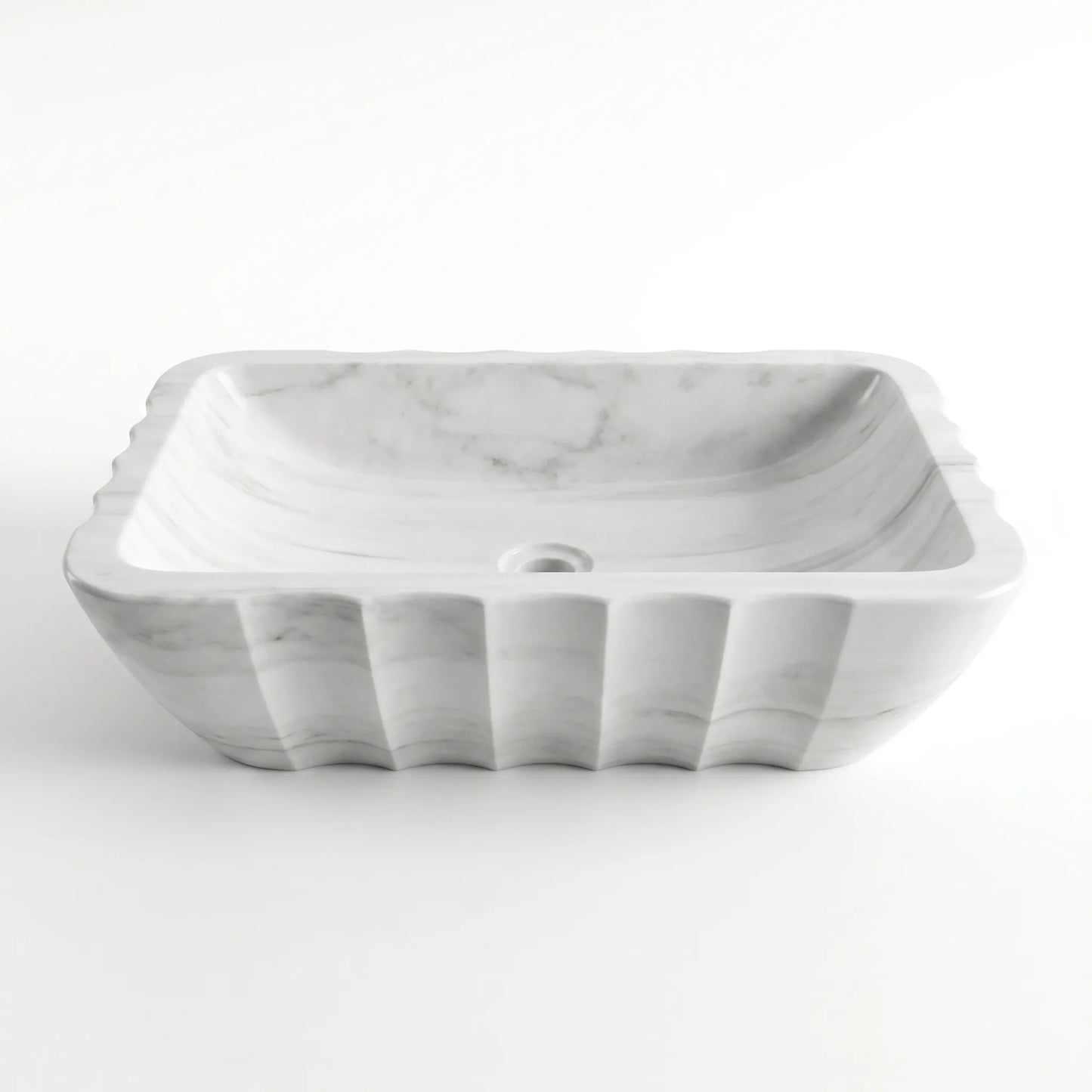 RMD-054 Round Carrara White Vessel Sink Basin
