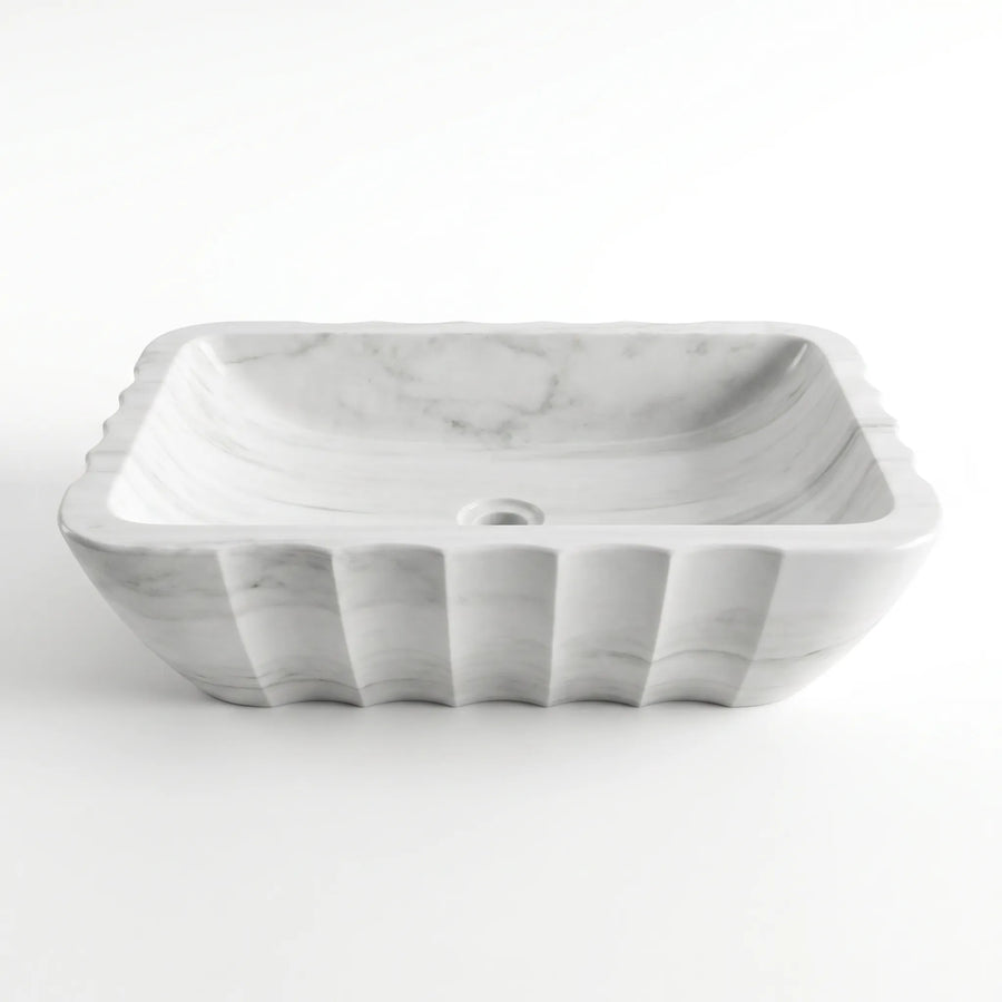 RMD-054 Round Carrara White Vessel Sink Basin