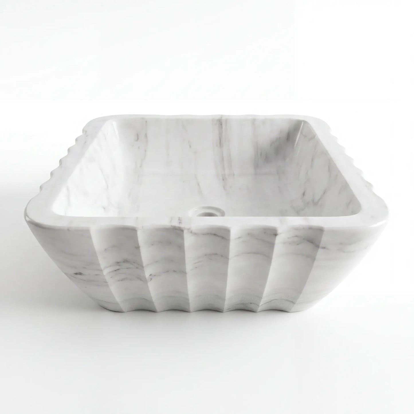 RMD-054 Round Carrara White Vessel Sink Basin