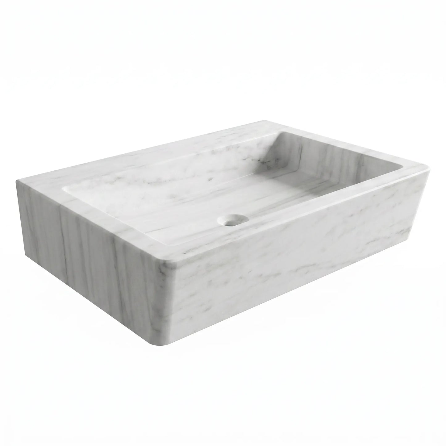 RMD-055 Rectangle Carrara White Vessel Sink Basin