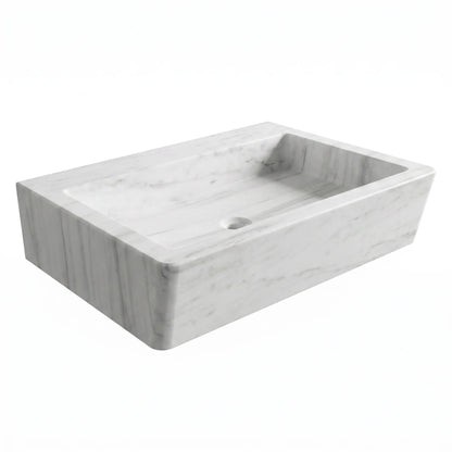 RMD-055 Rectangle Carrara White Vessel Sink Basin