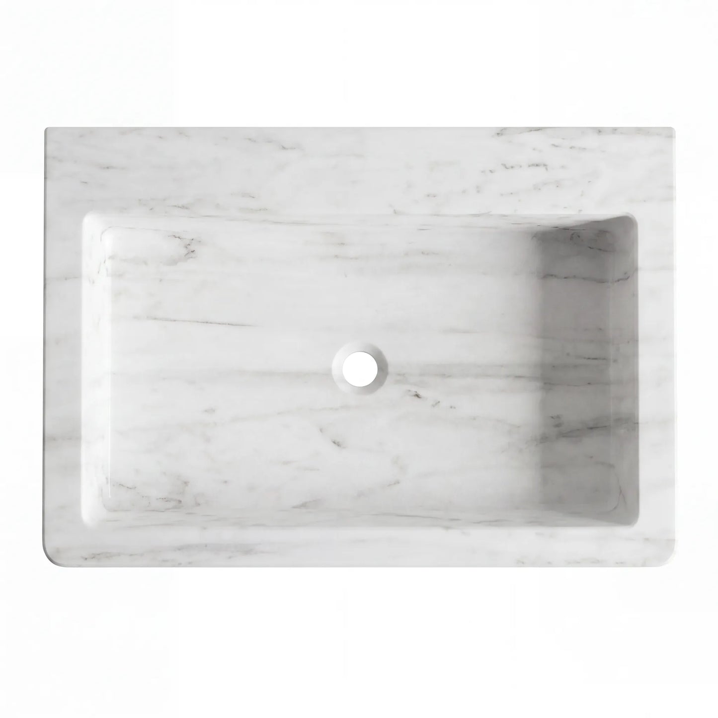RMD-055 Rectangle Carrara White Vessel Sink Basin