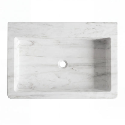 RMD-055 Rectangle Carrara White Vessel Sink Basin
