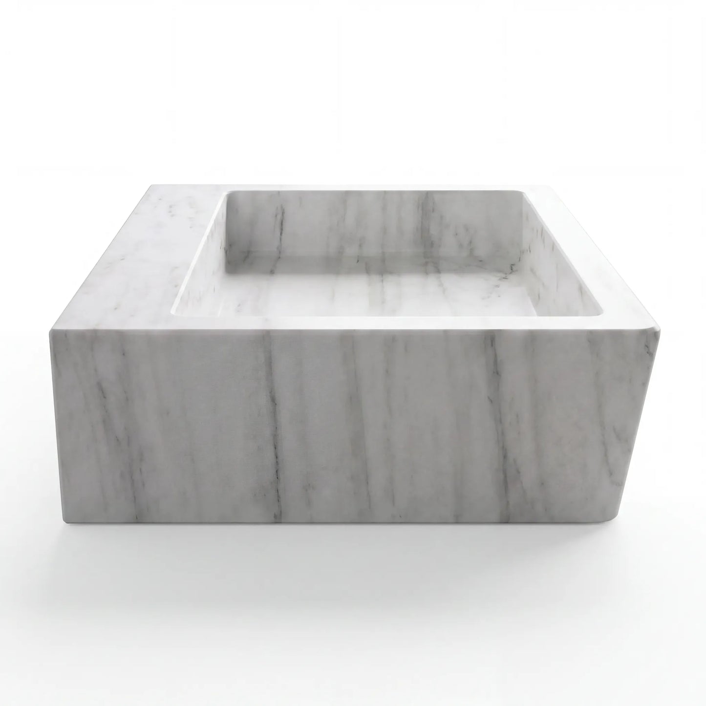 RMD-055 Rectangle Carrara White Vessel Sink Basin