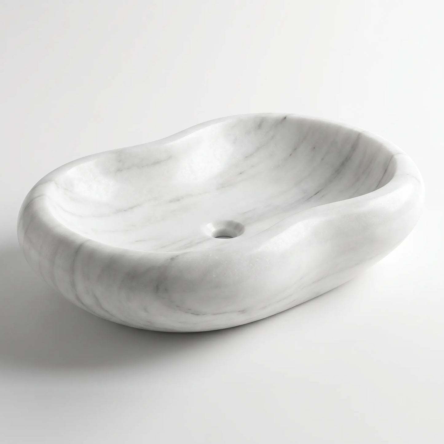 RMD-056  Round  Carrara White Vessel Sink Basin