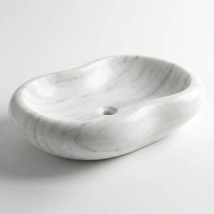RMD-056  Round  Carrara White Vessel Sink Basin