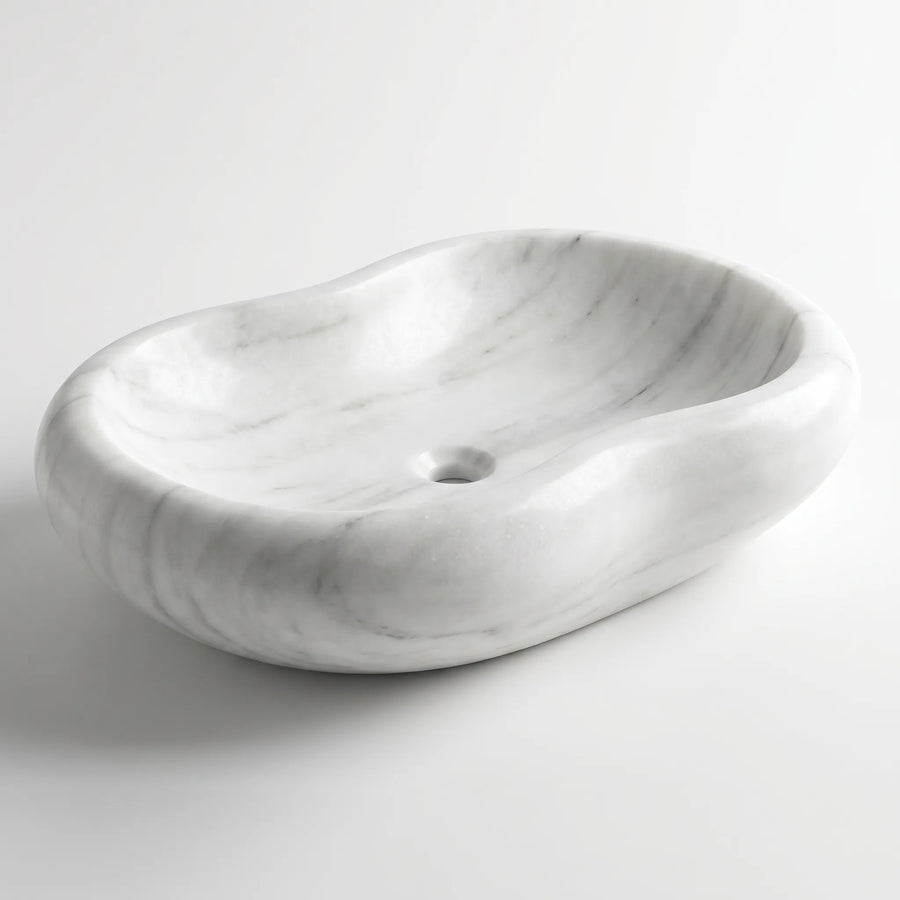 RMD-056  Round  Carrara White Vessel Sink Basin