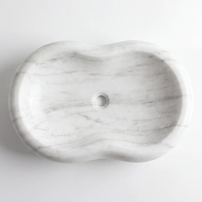 RMD-056  Round  Carrara White Vessel Sink Basin