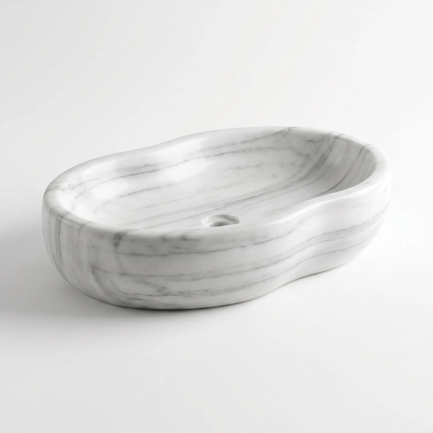 RMD-059 Round Carrara White Vessel Sink Basin
