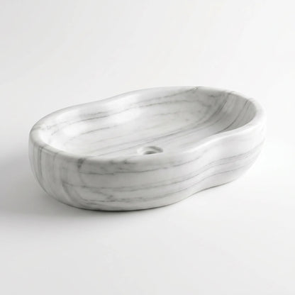 RMD-059 Round Carrara White Vessel Sink Basin