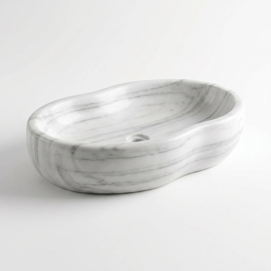 RMD-059 Round Carrara White Vessel Sink Basin