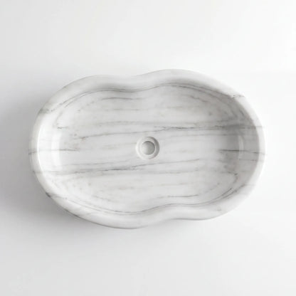 RMD-059 Round Carrara White Vessel Sink Basin