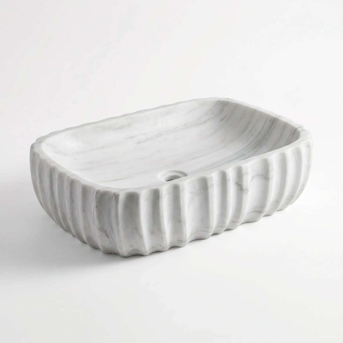RMD-060 Round Carrara White Vessel Sink Basin