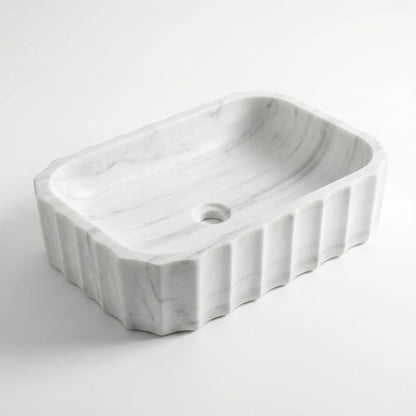 RMD-061 Rectangle Carrara White Vessel Sink Basin