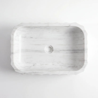 RMD-061 Rectangle Carrara White Vessel Sink Basin