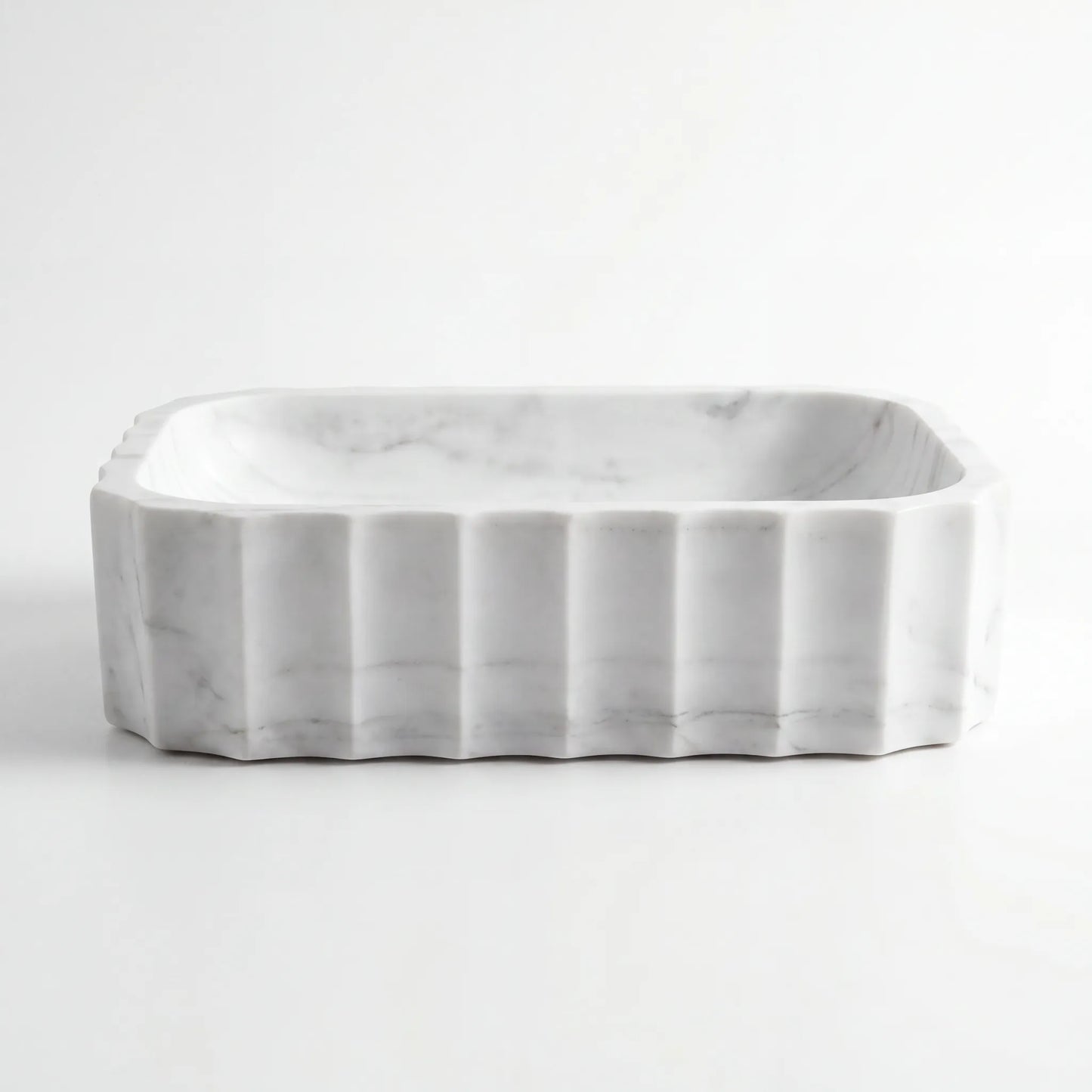 RMD-061 Rectangle Carrara White Vessel Sink Basin