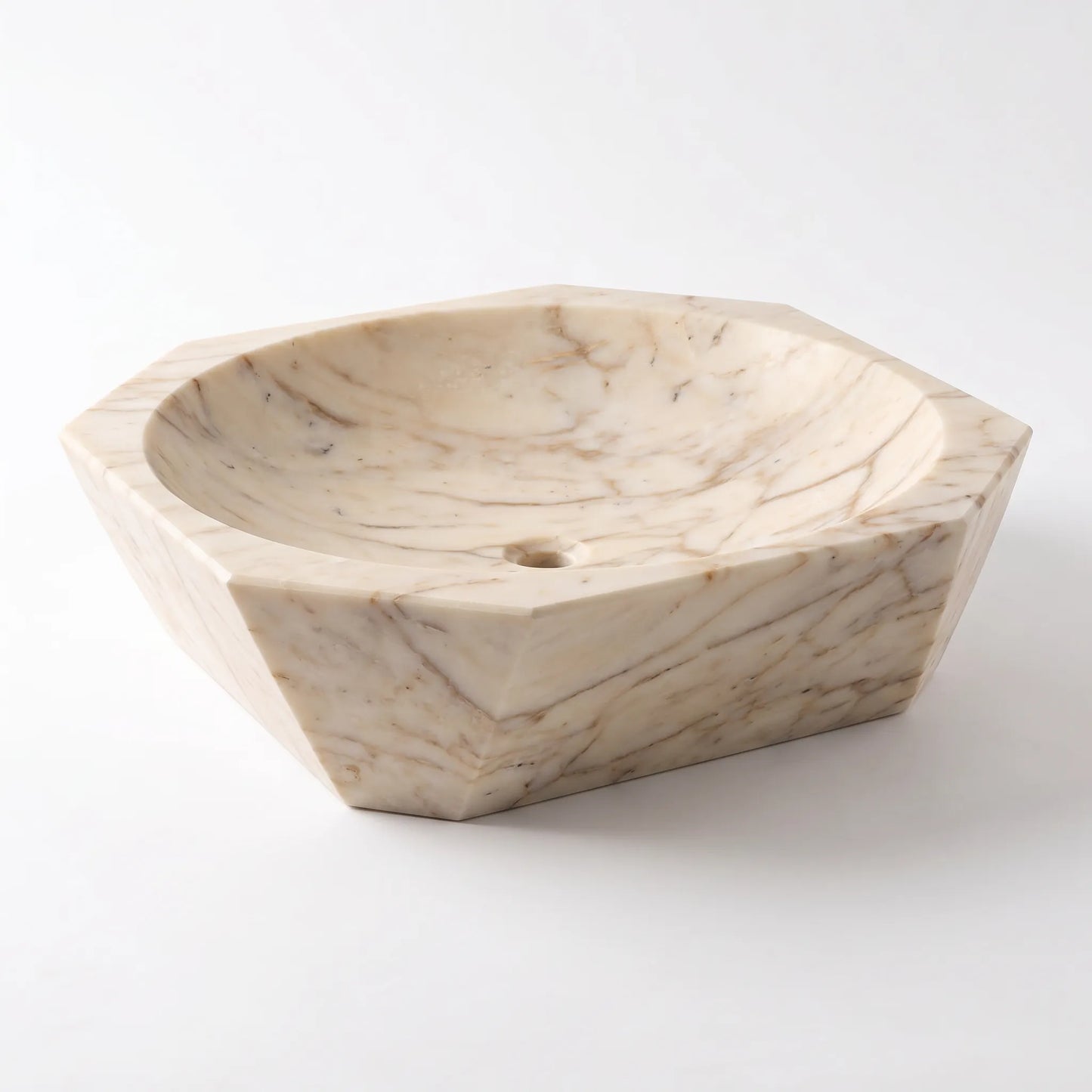 RMD-064 Round Travertine Vessel Sink Basin