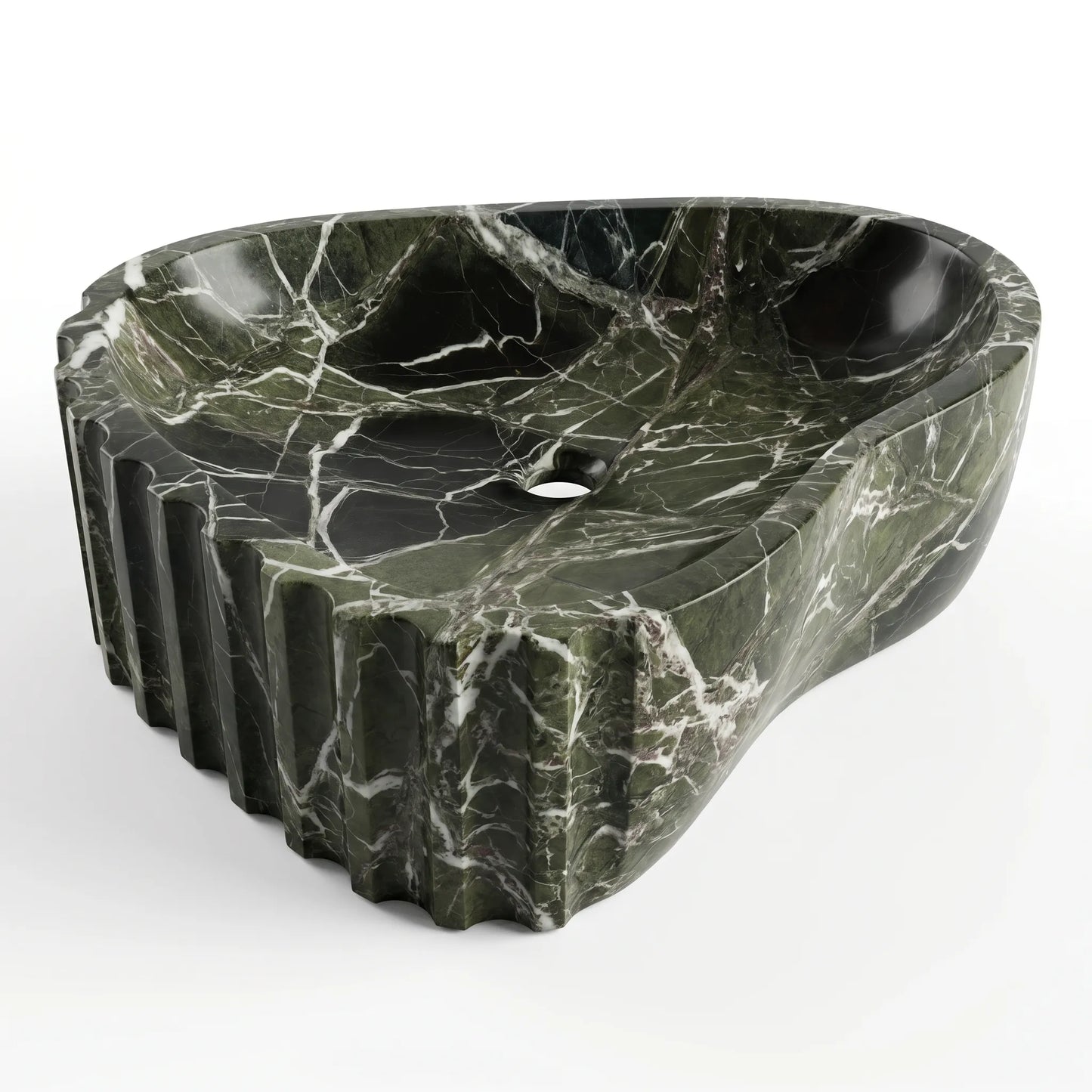 RMD-065 Round Green Marble Vessel Sink Basin