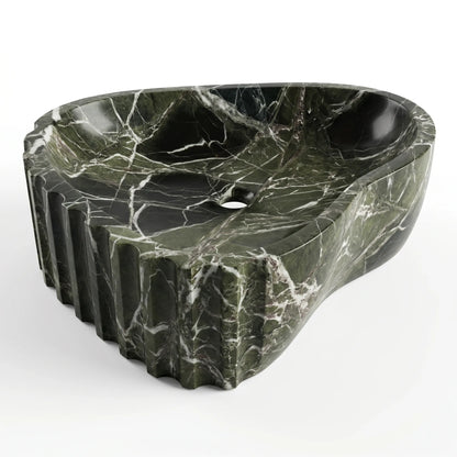 RMD-065 Round Green Marble Vessel Sink Basin