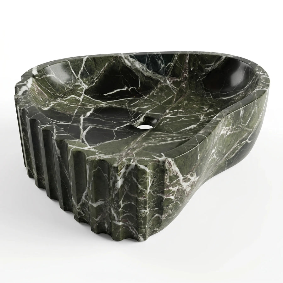 RMD-065 Round Green Marble Vessel Sink Basin