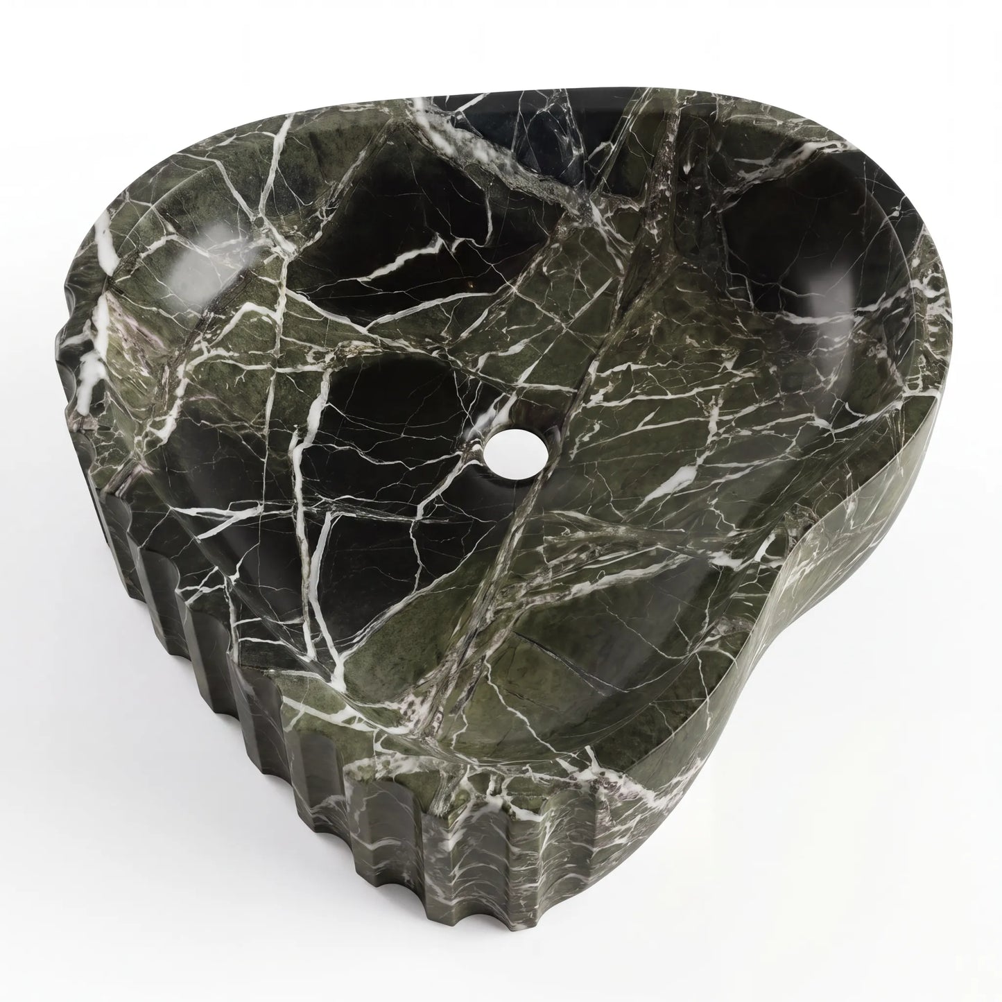 RMD-065 Round Green Marble Vessel Sink Basin