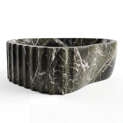 RMD-065 Round Green Marble Vessel Sink Basin
