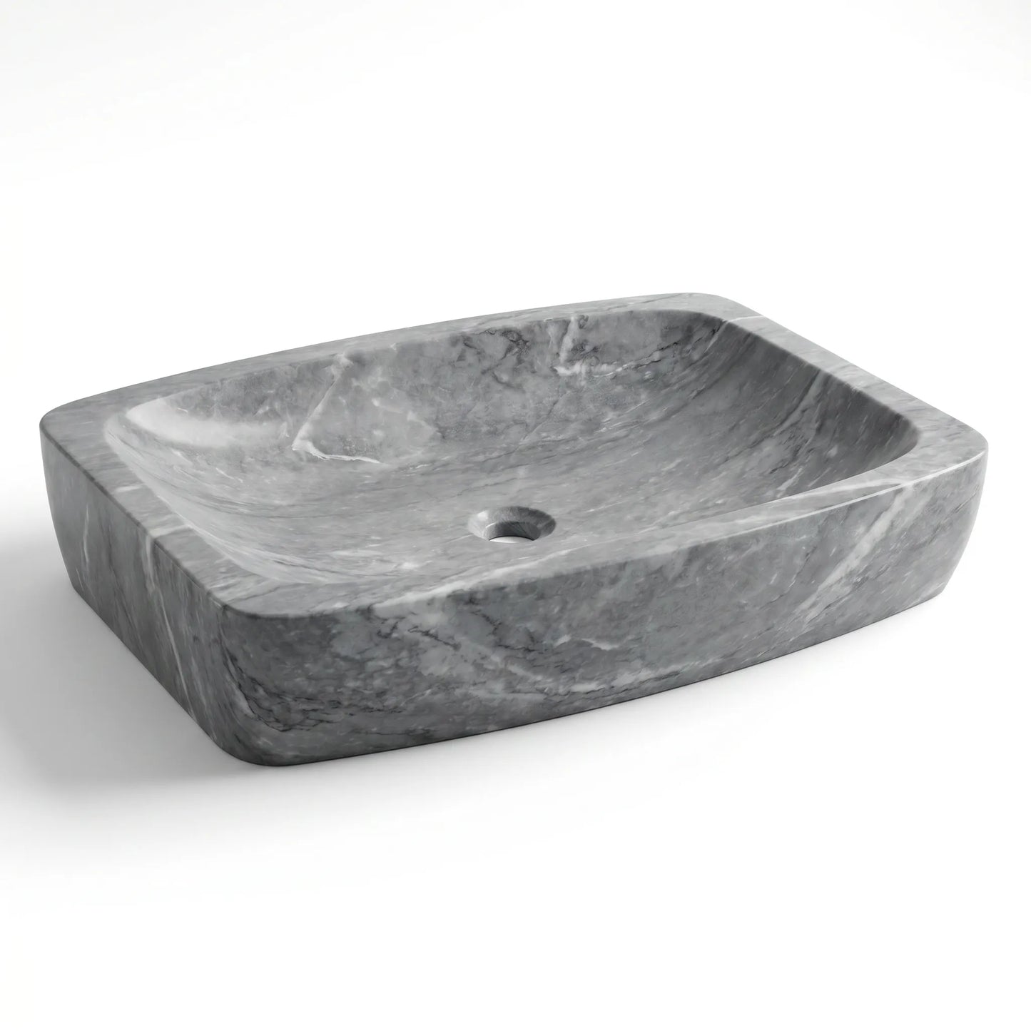 RMD-068 Rectangle Grey Marble Vessel Sink Basin