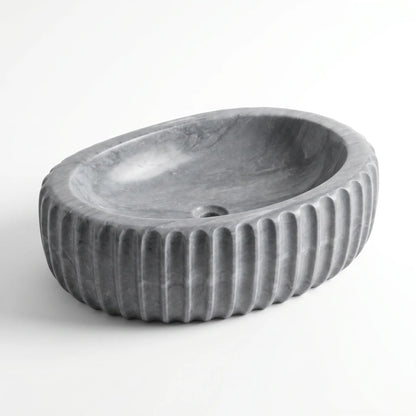 RMD-072 Round Grey Marble Vessel Sink Basin