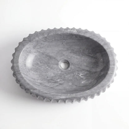 RMD-072 Round Grey Marble Vessel Sink Basin