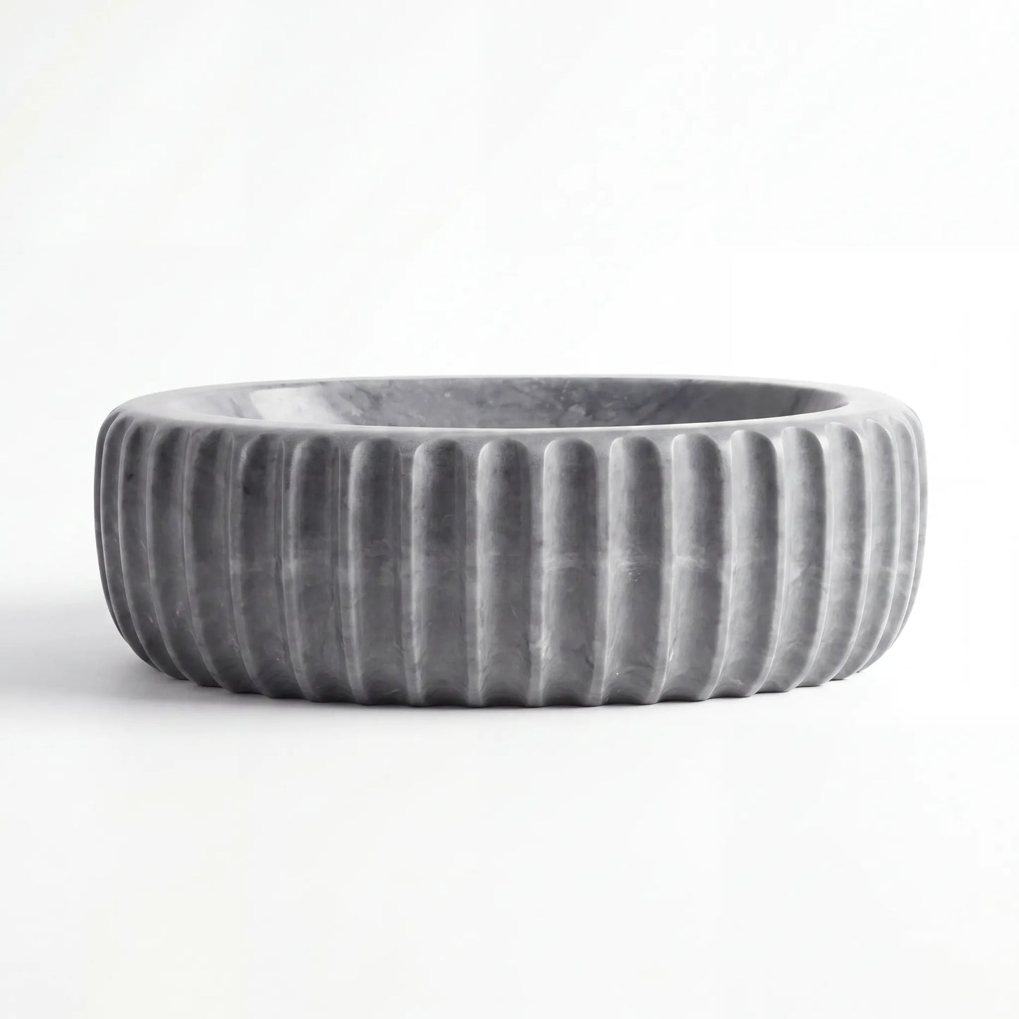 RMD-072 Round Grey Marble Vessel Sink Basin