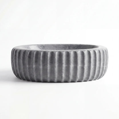 RMD-072 Round Grey Marble Vessel Sink Basin