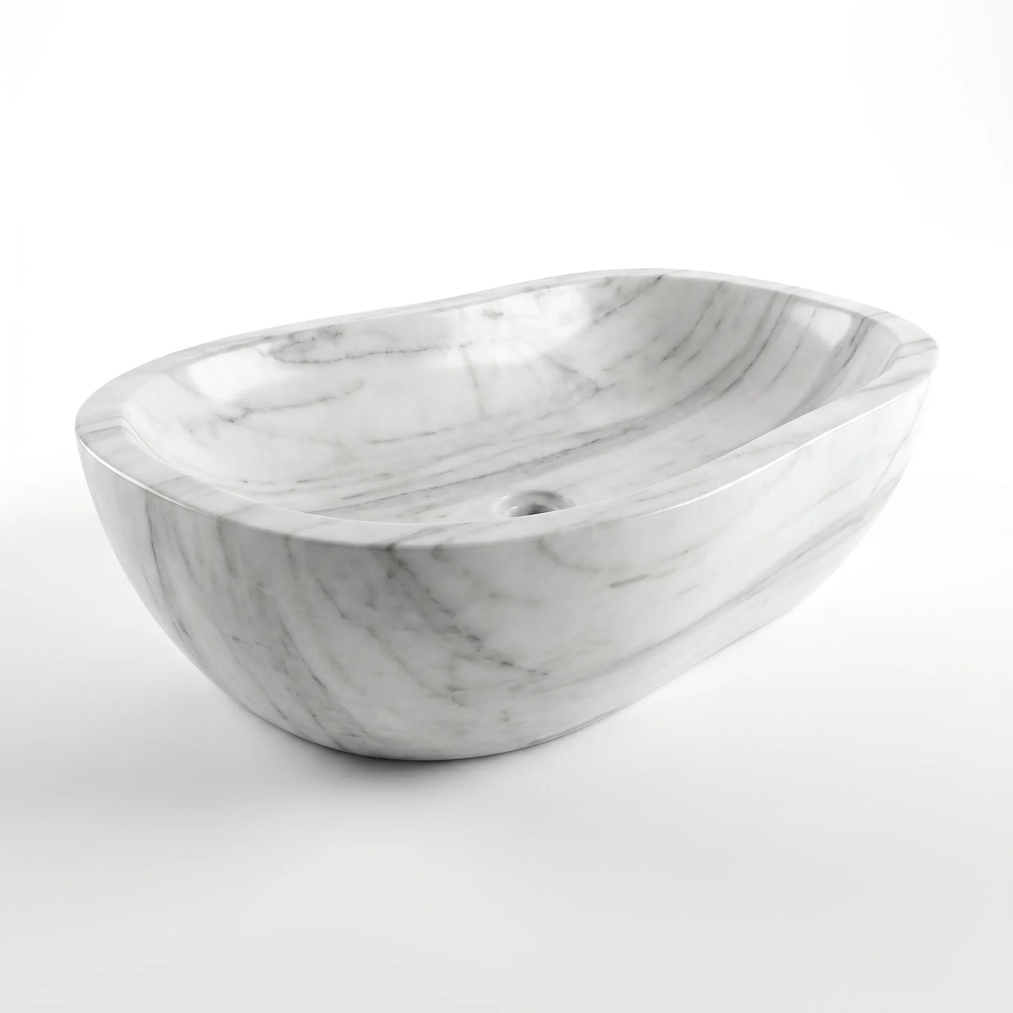 RMD-073 Rectangle Carrara White Vessel Sink Basin