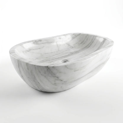RMD-073 Rectangle Carrara White Vessel Sink Basin