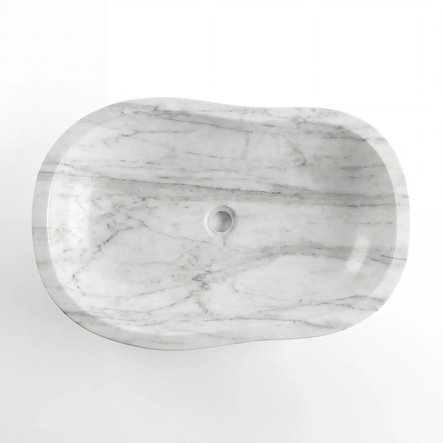RMD-073 Rectangle Carrara White Vessel Sink Basin