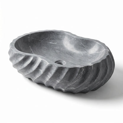 RMD-076 Rectangle Grey Marble Vessel Sink Basin