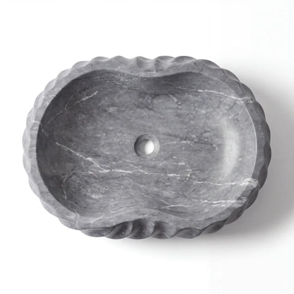 RMD-076 Rectangle Grey Marble Vessel Sink Basin