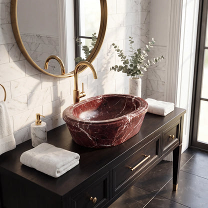 RMD-077 Oval Rosso Levanto Vessel Sink Basin