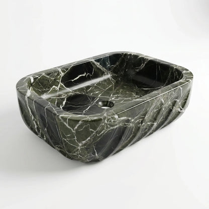RMD-080 Round Green Marble Vessel Sink Basin