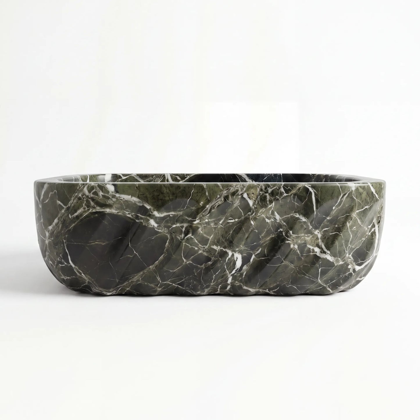 RMD-080 Round Green Marble Vessel Sink Basin