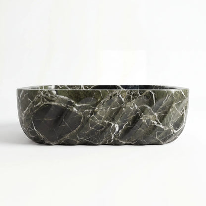 RMD-080 Round Green Marble Vessel Sink Basin