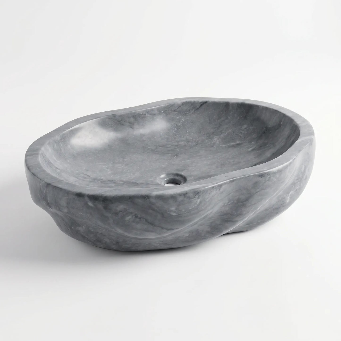 RMD-081  Round Grey Marble Vessel Sink Basin
