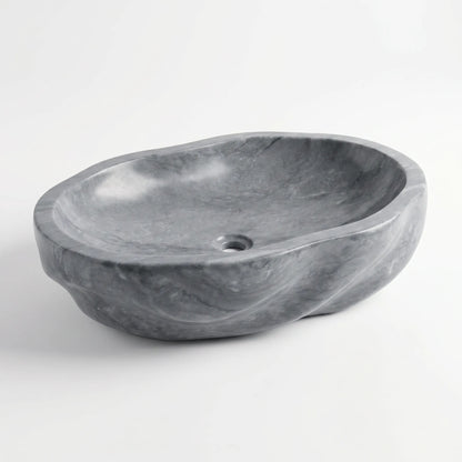 RMD-081  Round Grey Marble Vessel Sink Basin