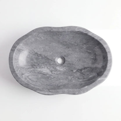 RMD-081  Round Grey Marble Vessel Sink Basin