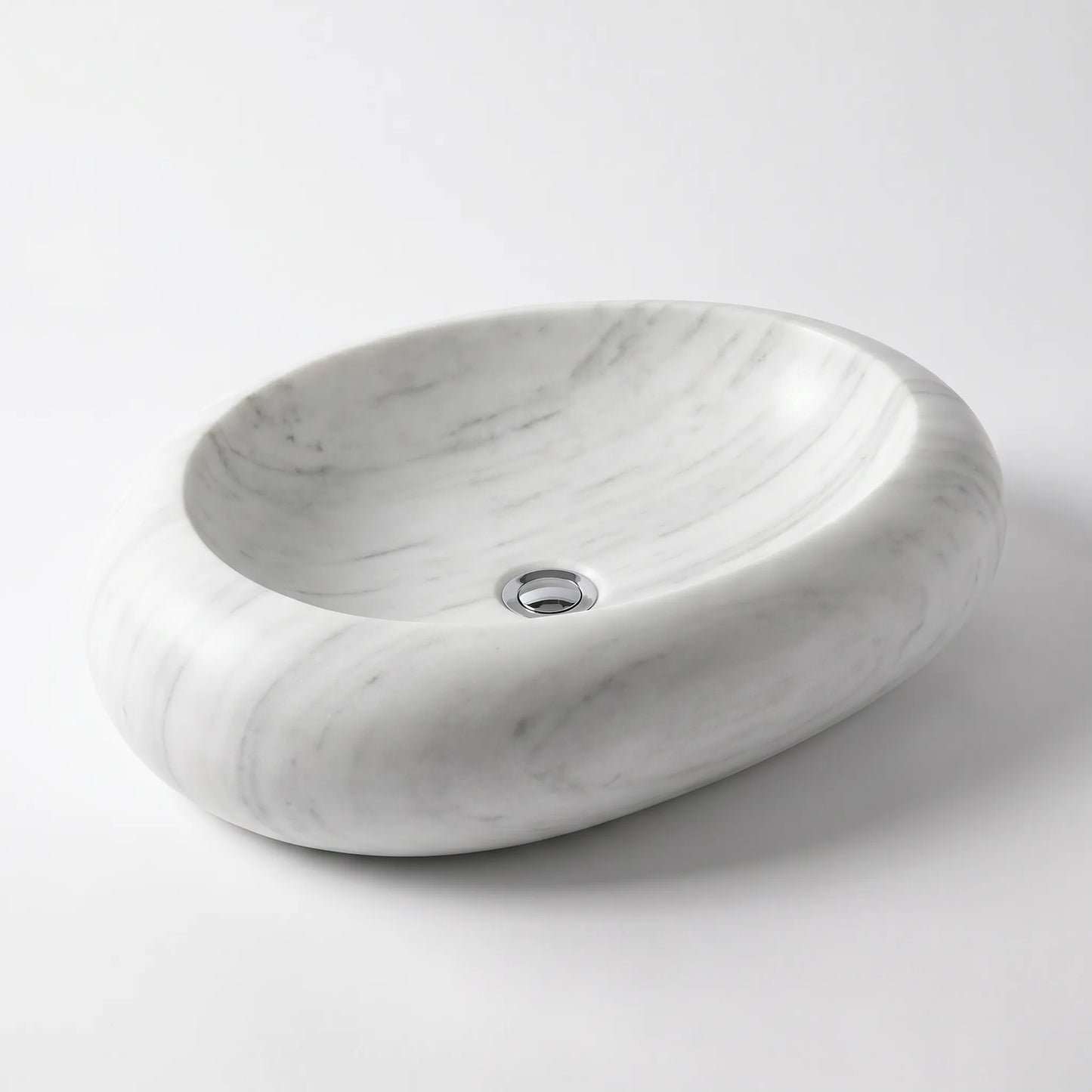 RMD-082 Round Carrara White Vessel Sink Basin
