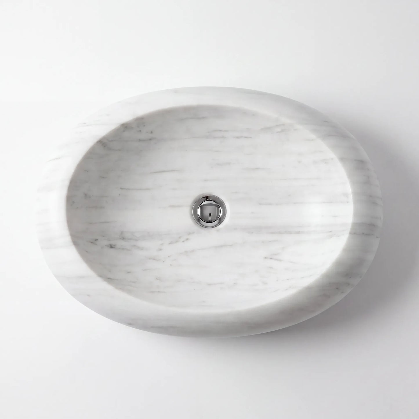 RMD-082 Round Carrara White Vessel Sink Basin