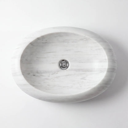 RMD-082 Round Carrara White Vessel Sink Basin