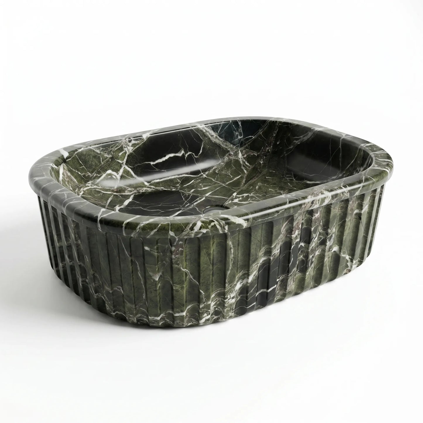 RMD-083 Rectangle Green Marble Vessel Sink Basin
