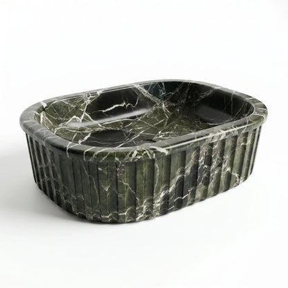 RMD-083 Rectangle Green Marble Vessel Sink Basin